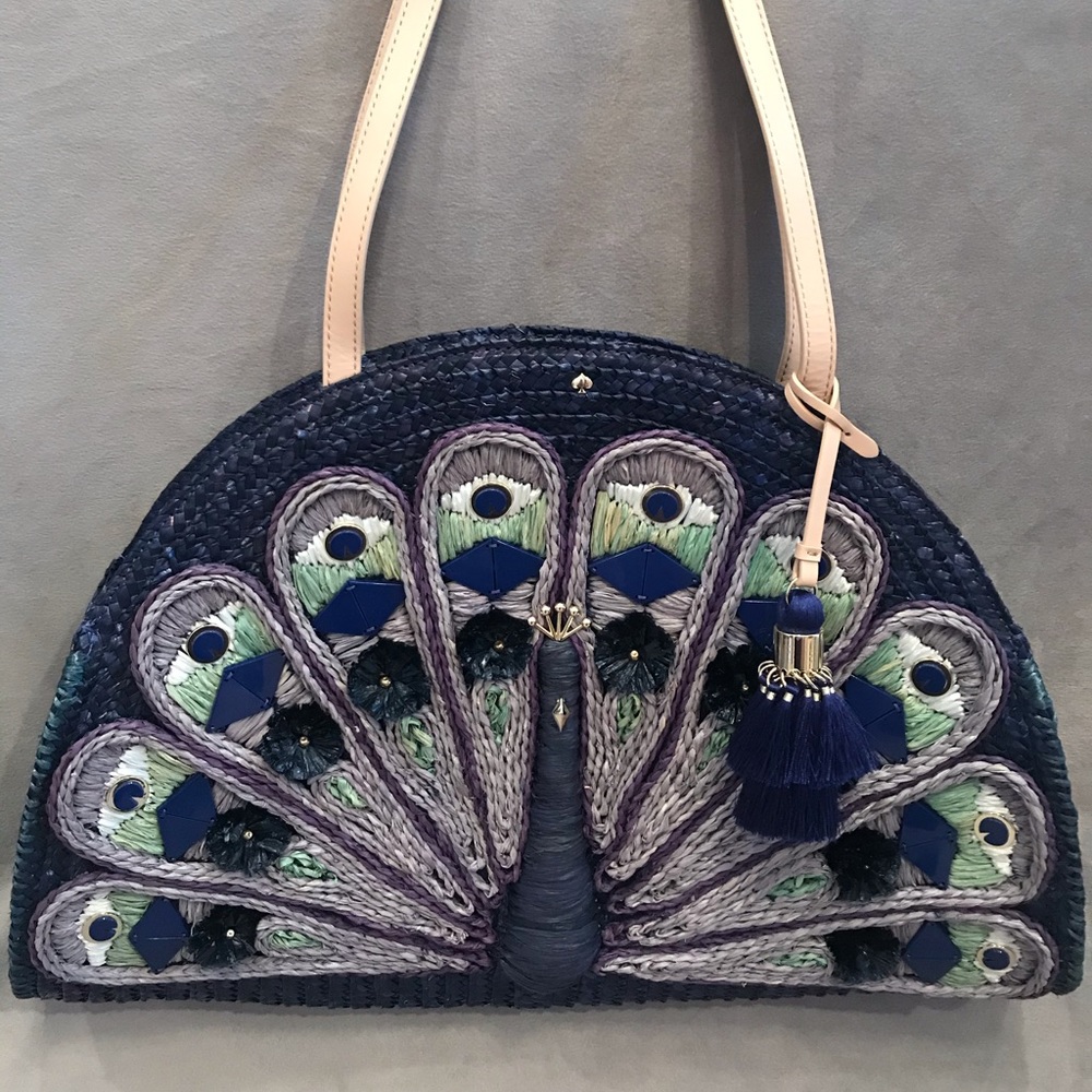 ♠️ Kate Spade NY Straw Peacock Bag